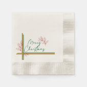Frohe Weihnachten Mistletoe Red Green Gold Elegant Serviette (Vorderseite)