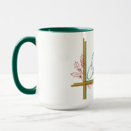 Frohe Weihnachten Mistletoe Red Green Gold Tasse