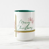 Frohe Weihnachten Mistletoe Red Green Gold Tasse (Zentrum)