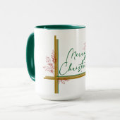 Frohe Weihnachten Mistletoe Red Green Gold Tasse (Vorderseite Links)