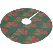 Frohe Weihnachten Mistletoe Rote Blume Polyester Weihnachtsbaumdecke (Schrägansicht)
