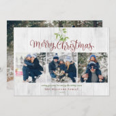 Frohe Weihnachten Mistletoe Rustic Wood 4 Foto (Vorne/Hinten)