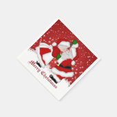 Frohe Weihnachten Mistletoe Santa Napkins Serviette (Ecke)