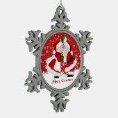 Frohe Weihnachten Mistletoe Santa Snowflake Orname Schneeflocken Zinn-Ornament (Links)