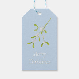 Frohe Weihnachten Mistletoe Stripes Blue Green Geschenkanhänger