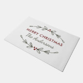 Frohe Weihnachten Mistletoe und Berries Doormat Fußmatte (Schrägansicht)