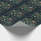 Frohe Weihnachten Mistletoe Wreath Geschenkpapier (Ecke)