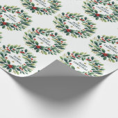 Frohe Weihnachten Mistletoe Wreath Geschenkpapier (Ecke)