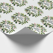 Frohe Weihnachten Mistletoe Wreath Geschenkpapier (Ecke)