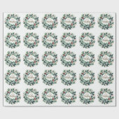 Frohe Weihnachten Mistletoe Wreath Geschenkpapier (Flach)