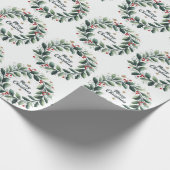 Frohe Weihnachten Mistletoe Wreath Geschenkpapier (Ecke)