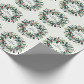 Frohe Weihnachten Mistletoe Wreath Geschenkpapier (Ecke)
