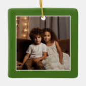 Frohe Weihnachten mit 1 Foto - grüner Single Seite Keramikornament (Vorderseite)