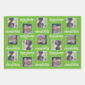 Frohe Weihnachten mit 2 quadratischen Fotos - blau Geschenkpapier Set (Vorderseite 2)