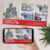 Frohe Weihnachten mit 5 Foto Collage - rot Zickzac