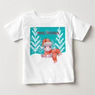 Frohe Weihnachten mit Baby Hippo Baby T-shirt