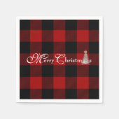 Frohe Weihnachten mit Baum auf Büffel kariert Serviette (Vorderseite)