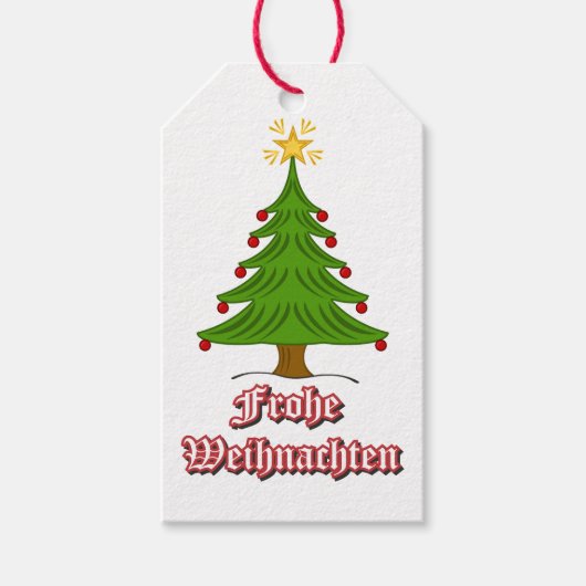 Frohe Weihnachten mit Baum Geschenkanhänger (Vorderseite)