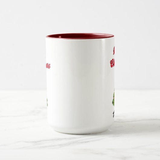 Frohe Weihnachten mit Baum Ihr Name Tasse (Zentrum)