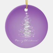 Frohe Weihnachten mit Baum in Lila Keramikornament (Vorne)