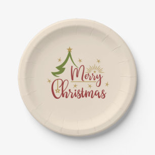 Frohe Weihnachten mit Baum Pappteller