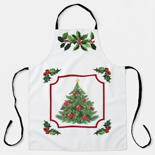Frohe Weihnachten mit Baum Schürze (Vorderseite)