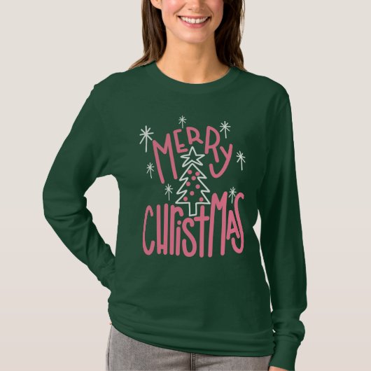Frohe Weihnachten mit Baum T-Shirt (Vorderseite)