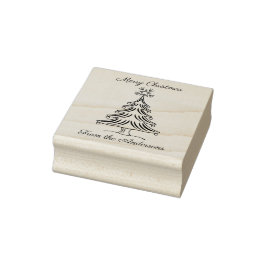 Frohe Weihnachten mit Baum und Familiennamen Gummistempel