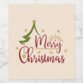 Frohe Weihnachten mit Baum Weinetikett (Einzelnes Label)