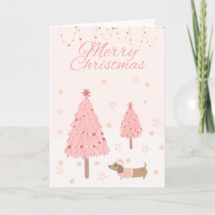 Frohe Weihnachten mit Bäumen & Dachshund Karte