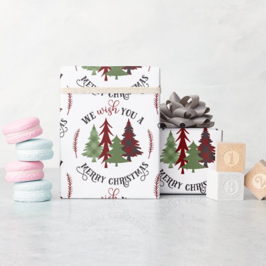 Frohe Weihnachten mit Bäumen Geschenkpapier (Babyparty)