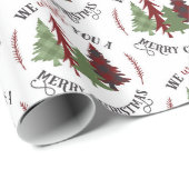 Frohe Weihnachten mit Bäumen Geschenkpapier (Rolleneckpunkt)