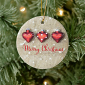 Frohe Weihnachten mit Bäumen und Blätter Keramik Ornament