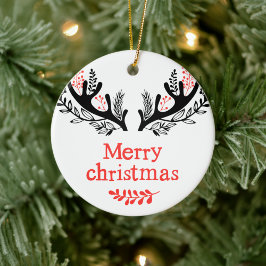 Frohe Weihnachten mit Bäumen und Blätter Keramik Ornament