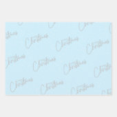 Frohe Weihnachten mit blauem Schnee Hintergrund Geschenkpapier Set (Vorderseite 3)