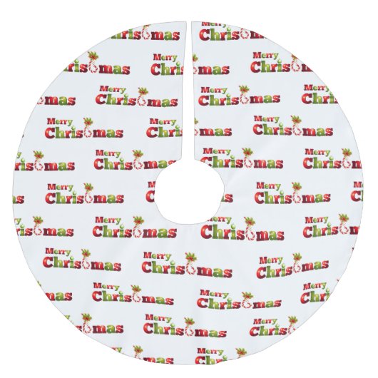 Frohe Weihnachten mit Candy Cane Moderne Polyester Weihnachtsbaumdecke (Vorderseite)