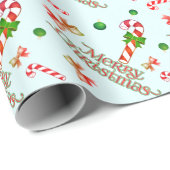Frohe Weihnachten mit Candy Canes und Ribbons Geschenkpapier (Rolleneckpunkt)