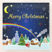 Frohe Weihnachten mit Crescent Moon Glasuntersetzer (Vorderseite)