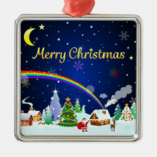 Frohe Weihnachten mit Crescent Moon Ornament Aus Metall (Vorne)
