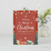 Frohe Weihnachten mit Dekoration Rote Einladung (Stehend Vorderseite)