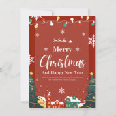 Frohe Weihnachten mit Dekoration Rote Einladung (Rückseite)