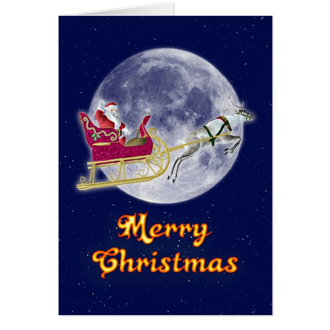 Frohe Weihnachten mit dem Weihnachtsmann in seinem (Vorne)