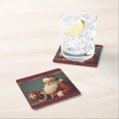 Frohe Weihnachten mit dem Weihnachtsmann Rechteckiger Pappuntersetzer (Vor Ort)