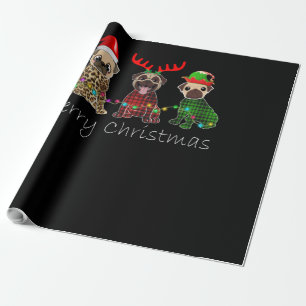 Frohe Weihnachten mit drei Mops Geschenkpapier