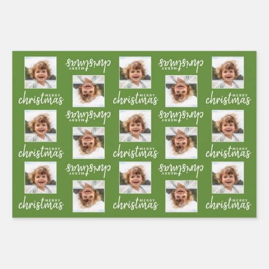Frohe Weihnachten mit einem Foto auf einem Platz g Geschenkpapier Set (Vorderseite)