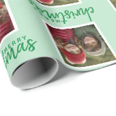 Frohe Weihnachten mit einem Foto von 1 Quadrat grü Geschenkpapier (Rolleneckpunkt)