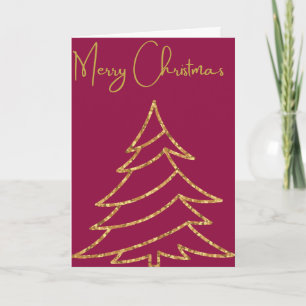 Frohe Weihnachten mit einem goldenen Weihnachtsbau Karte
