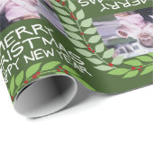 Frohe Weihnachten mit einem horizontalen Foto - gr Geschenkpapier (Rolleneckpunkt)