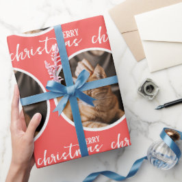 Frohe Weihnachten mit einem kreisförmigen Foto Geschenkpapier