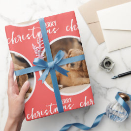 Frohe Weihnachten mit einem kreisförmigen Foto Geschenkpapier